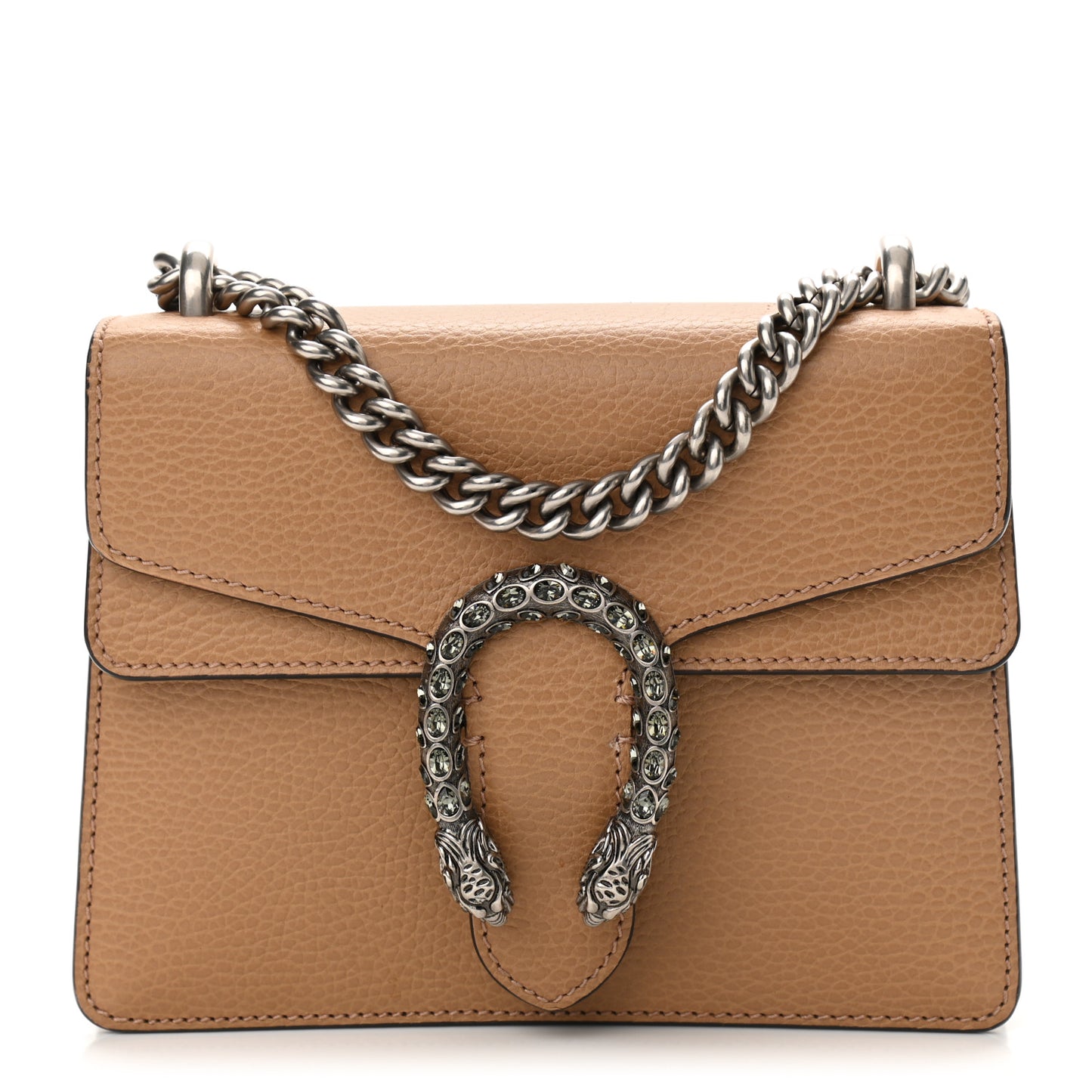 Dollar Calfskin Crystal Mini Dionysus Shoulder Bag Natural Tan Black Diamond