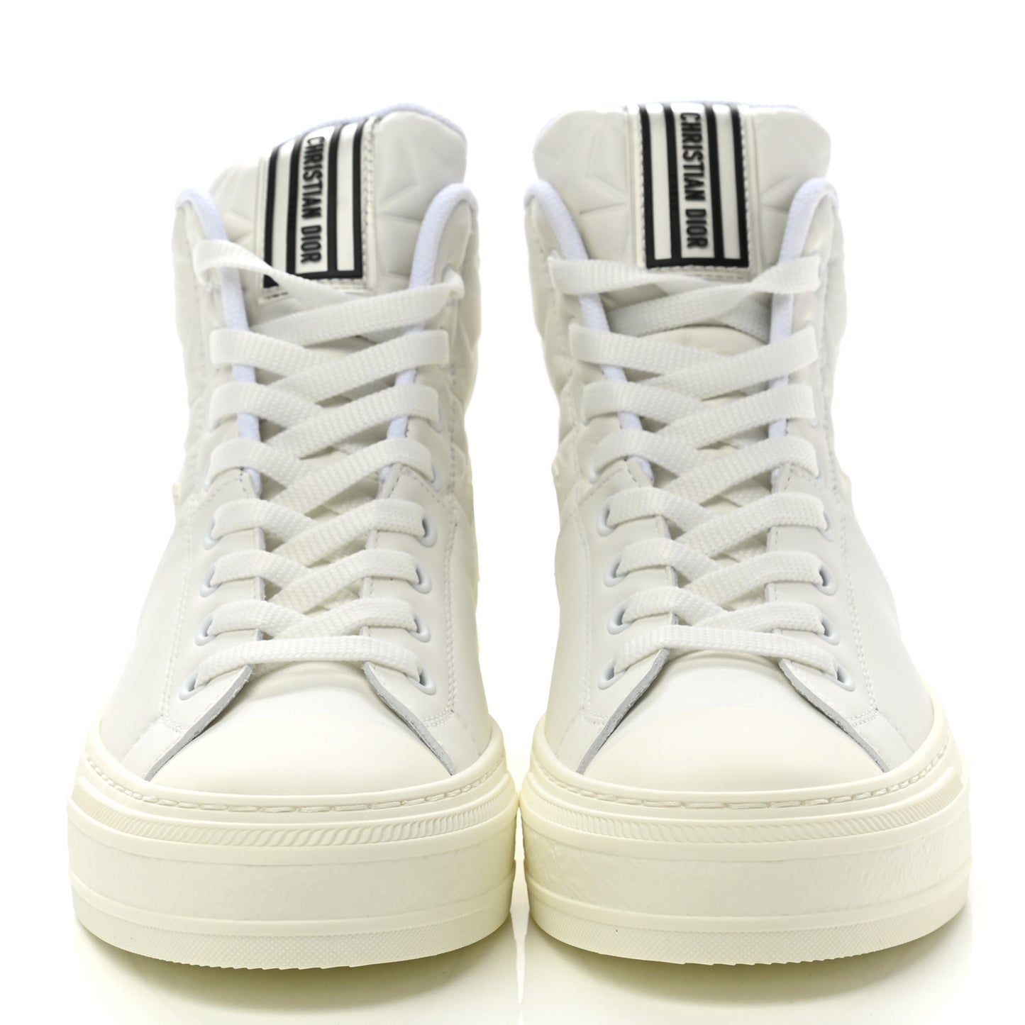 Calfskin Womens Walk'n' Dior Star High Top Sneakers 37 White
