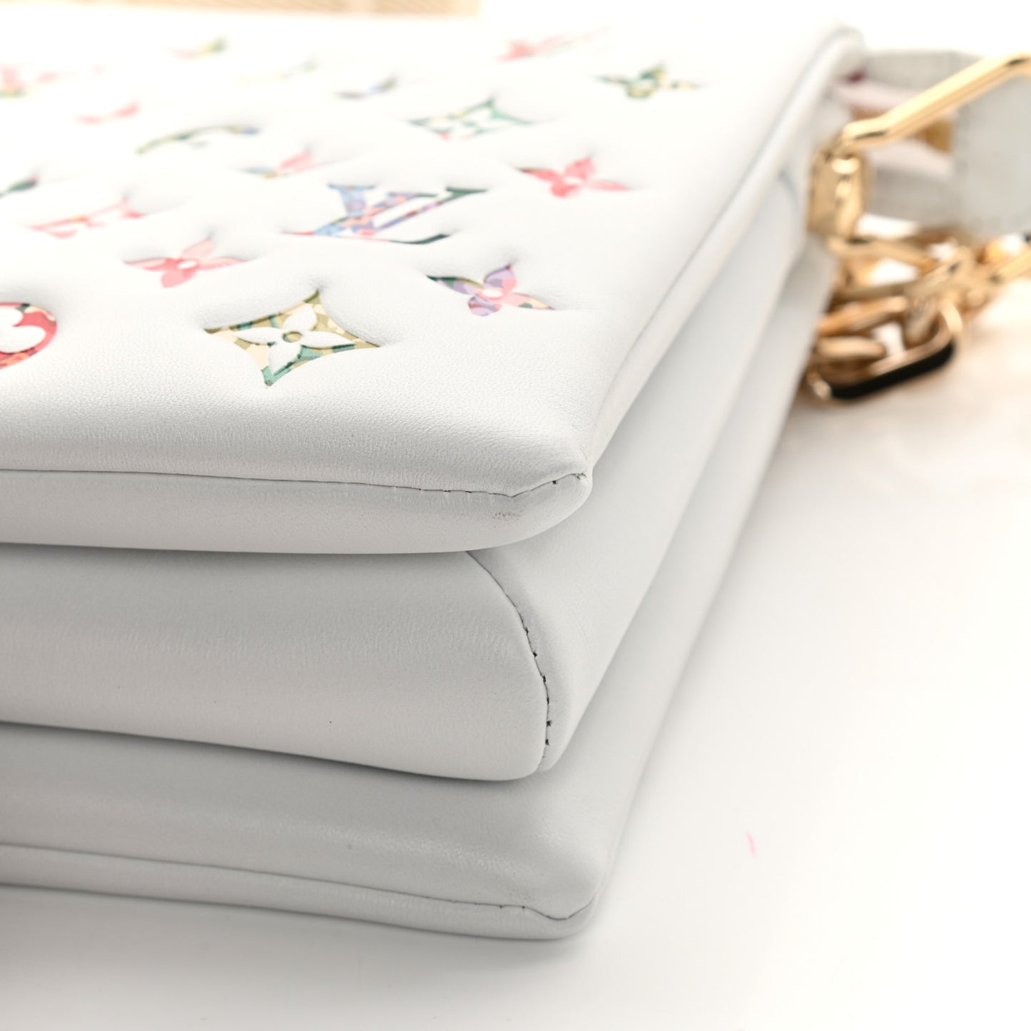 Lambskin Embossed Monogram LV Garden Coussin PM Cream