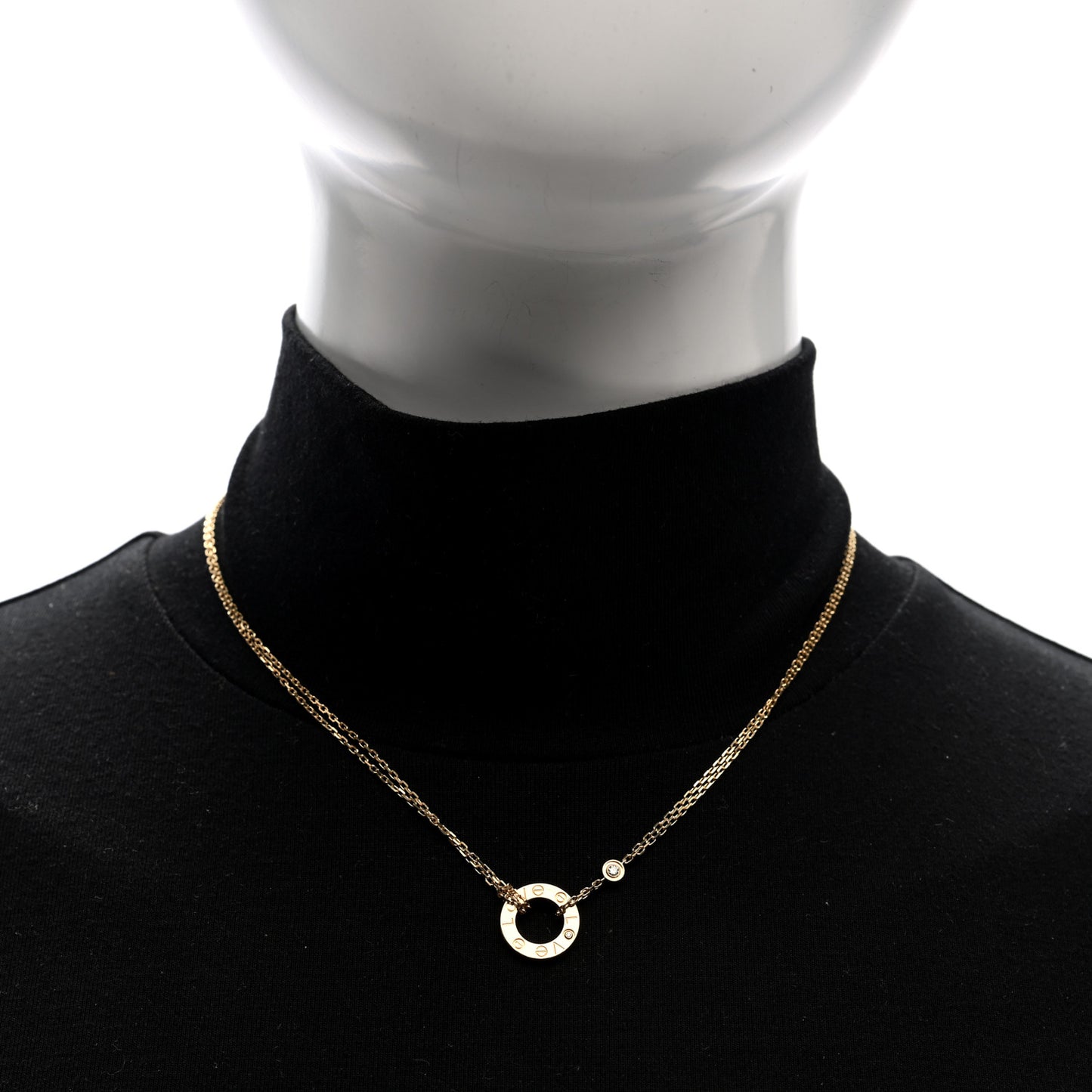 18K Yellow Gold 2 Diamond LOVE Necklace