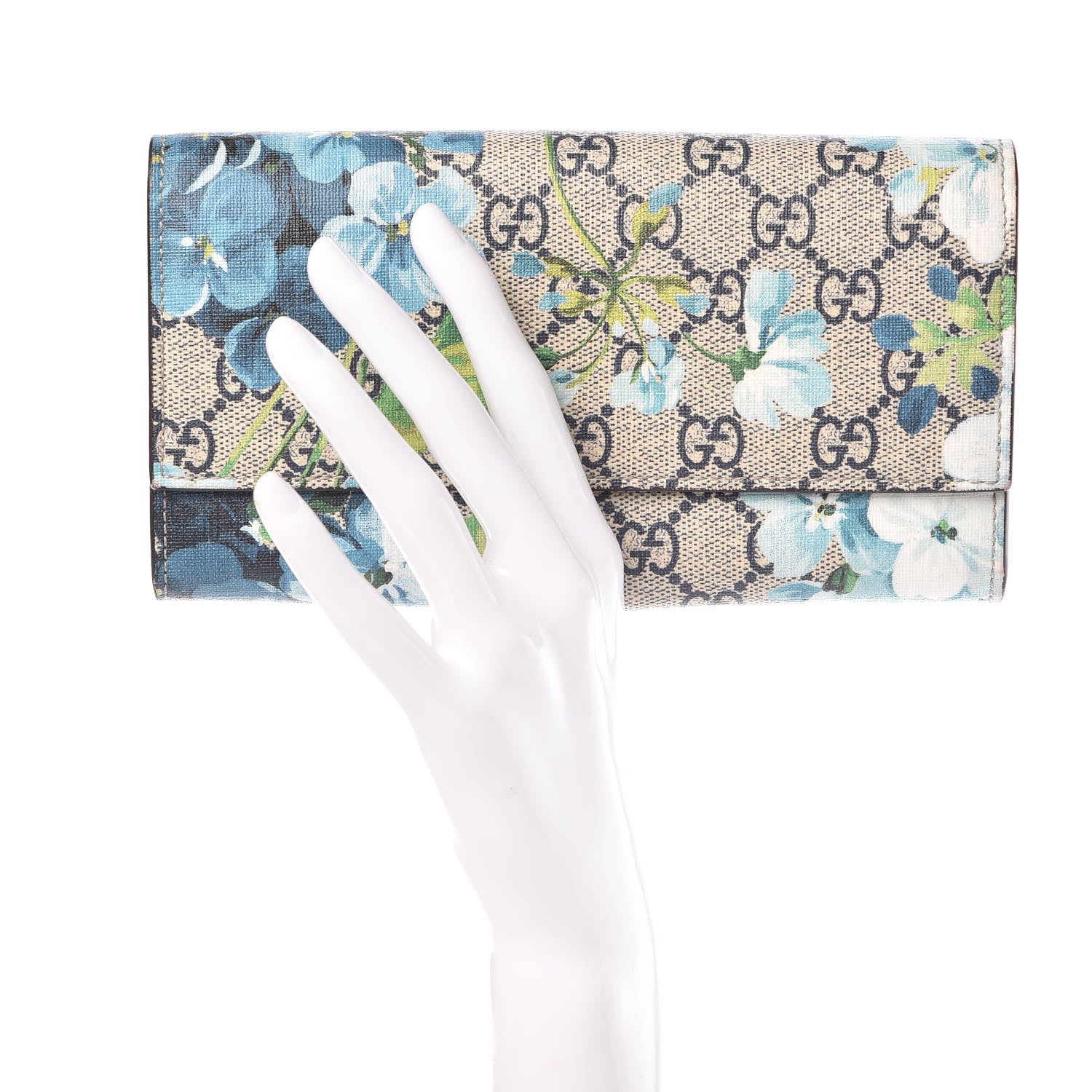 Gucci GG Supreme Monogram Blooms Continental Wallet Blue 2 of 9