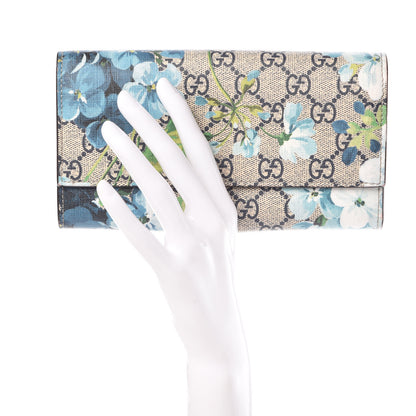 Gucci GG Supreme Monogram Blooms Continental Wallet Blue 2 of 9