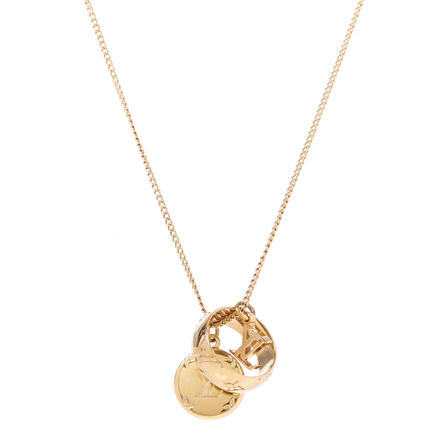 Louis Vuitton Monogram LV Charms Necklace Gold 1 of 7