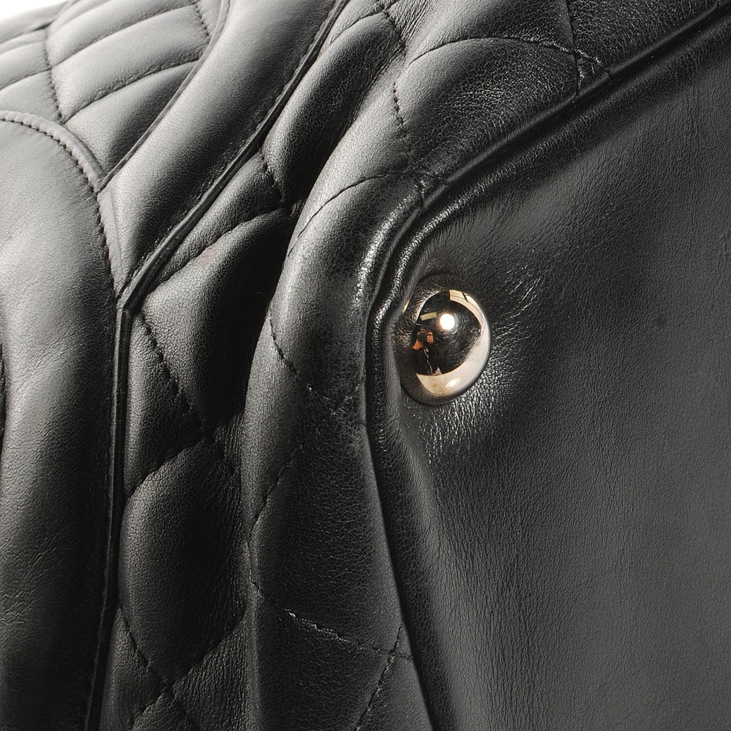 Calfskin Quilted Large Cambon Tote Black