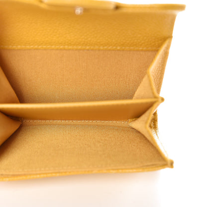 Chanel Caviar Quilted Flap Card Holder Wallet Yellow 5 of 8