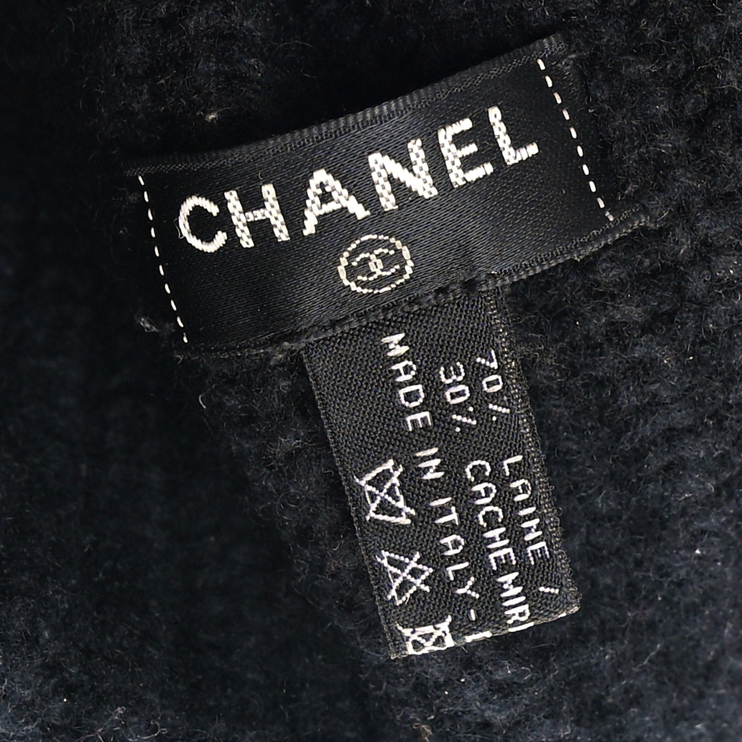 Wool Cashmere CC Beanie Hat Light Black White