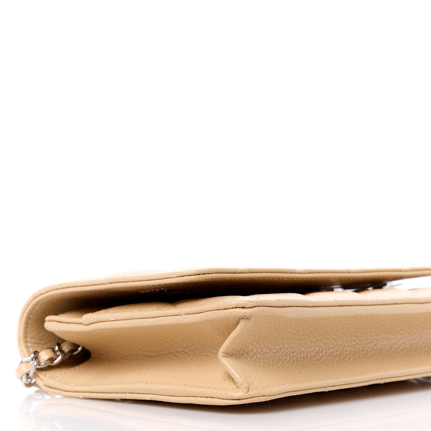 Caviar Quilted Wallet on Chain WOC Beige