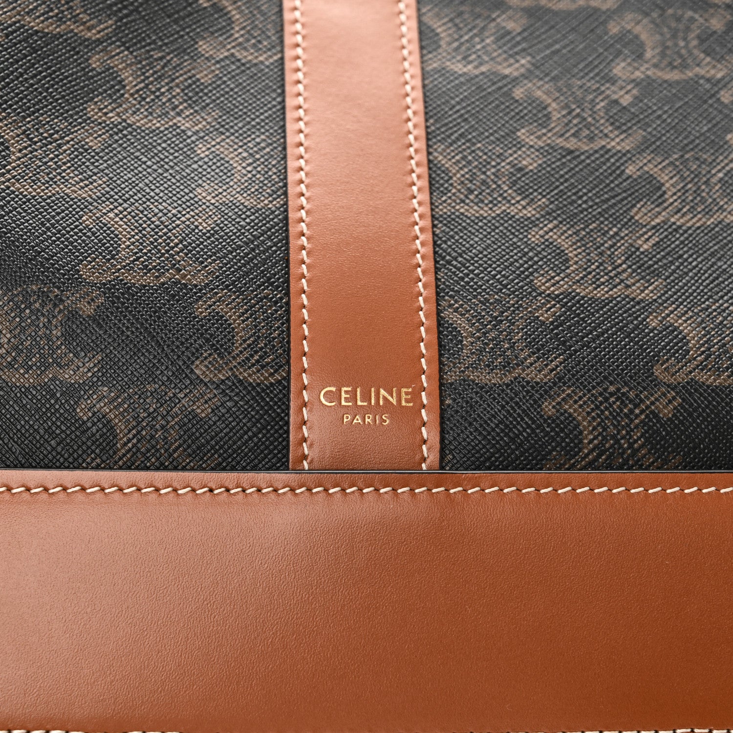 Celine Triomphe Canvas Calfskin Medium Bucket Bag Tan 7 of 11