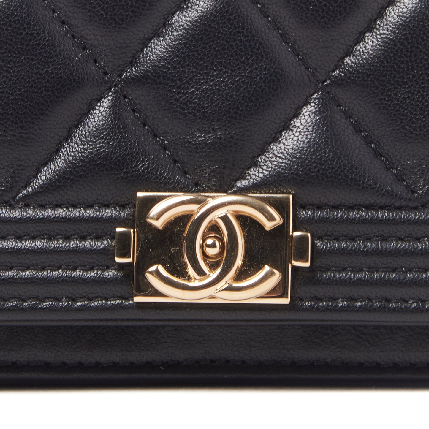 Lambskin Quilted Boy Wallet On Chain WOC Black