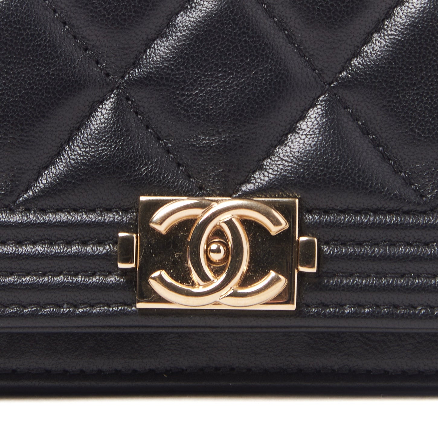 Chanel Lambskin Quilted Boy Wallet On Chain WOC Black 7 of 9