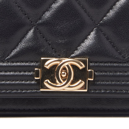 Chanel Lambskin Quilted Boy Wallet On Chain WOC Black 7 of 9