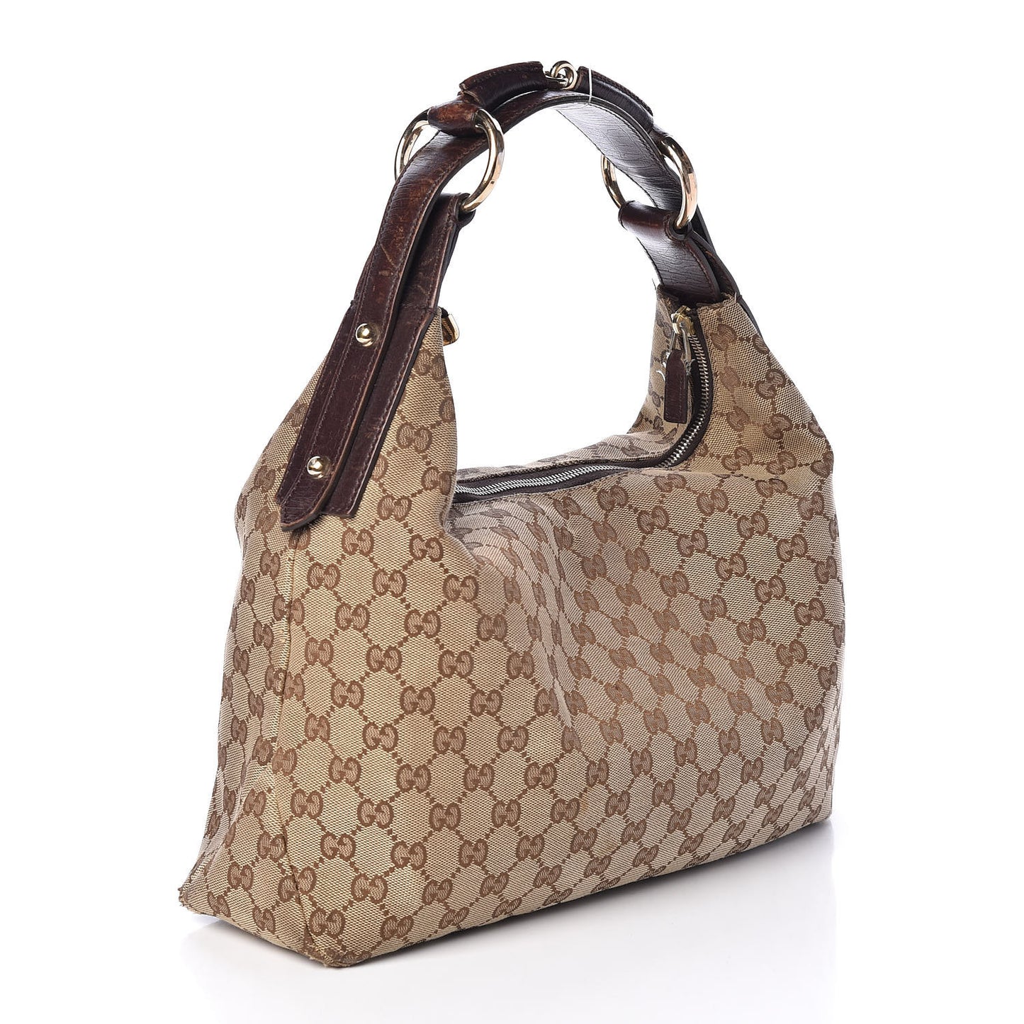 Monogram Medium Horsebit Chain Hobo Dark Brown