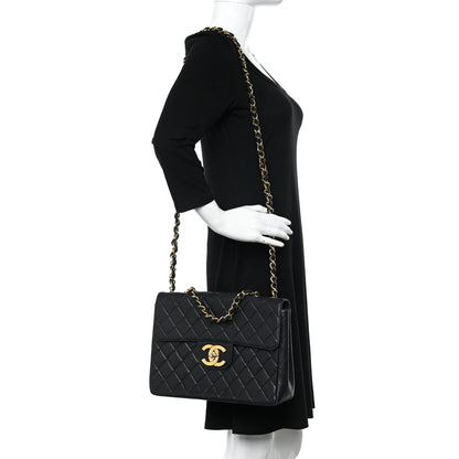 Chanel Lambskin Quilted XL Jumbo Single Flap Black 2 of 14