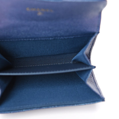 Chanel Iridescent Caviar Quilted Flap Card Holder Wallet Dark Blue 4 of 8