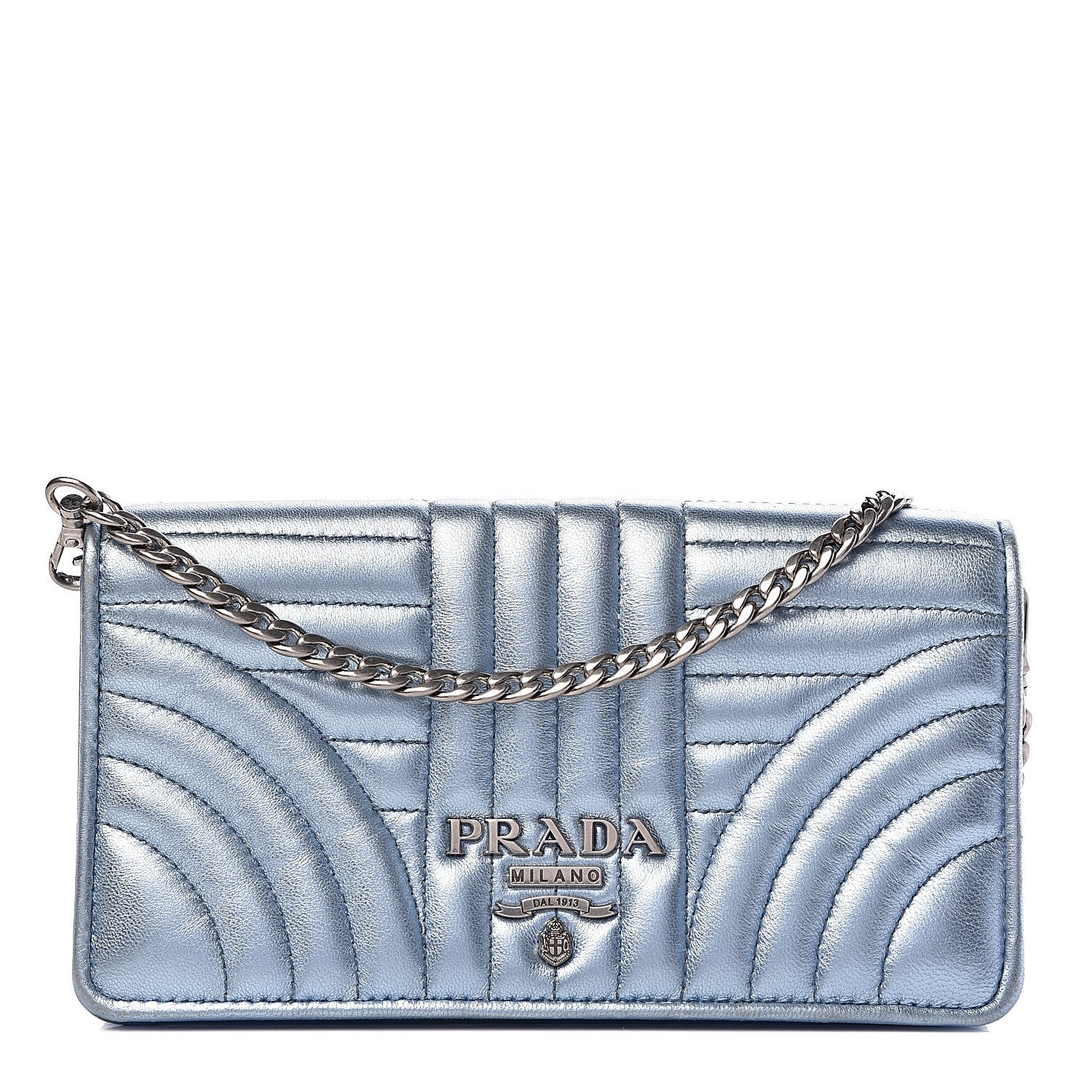 Prada Metallic Nappa Mini Impunture Diagramme Chain Crossbody Bag Pervinca Mordor 1 of 12