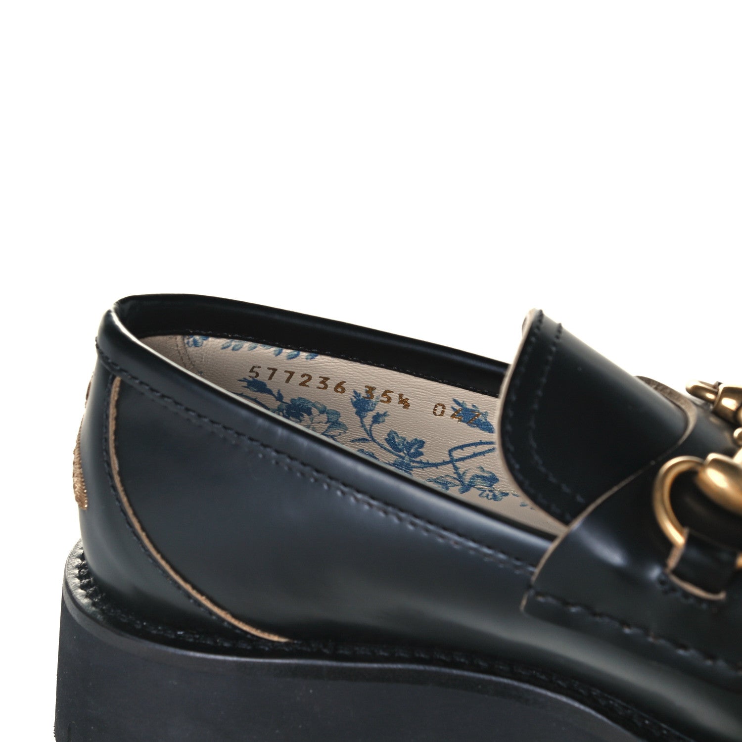 Gucci Cordovan Lux Womens Harald Horsebit 25mm Platform Loafers 35.5 Black 10 of 11