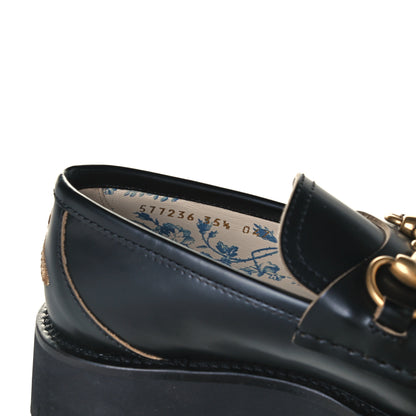 Gucci Cordovan Lux Womens Harald Horsebit 25mm Platform Loafers 35.5 Black 10 of 11