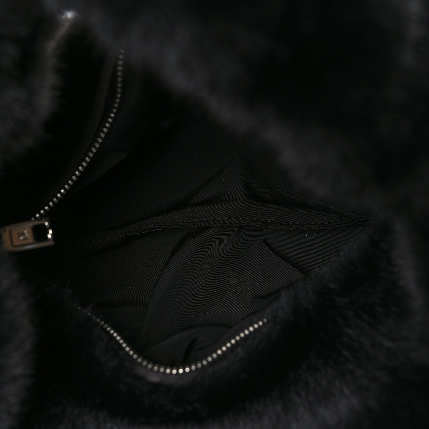 Faux Fur Small Scrunchie Bag Black