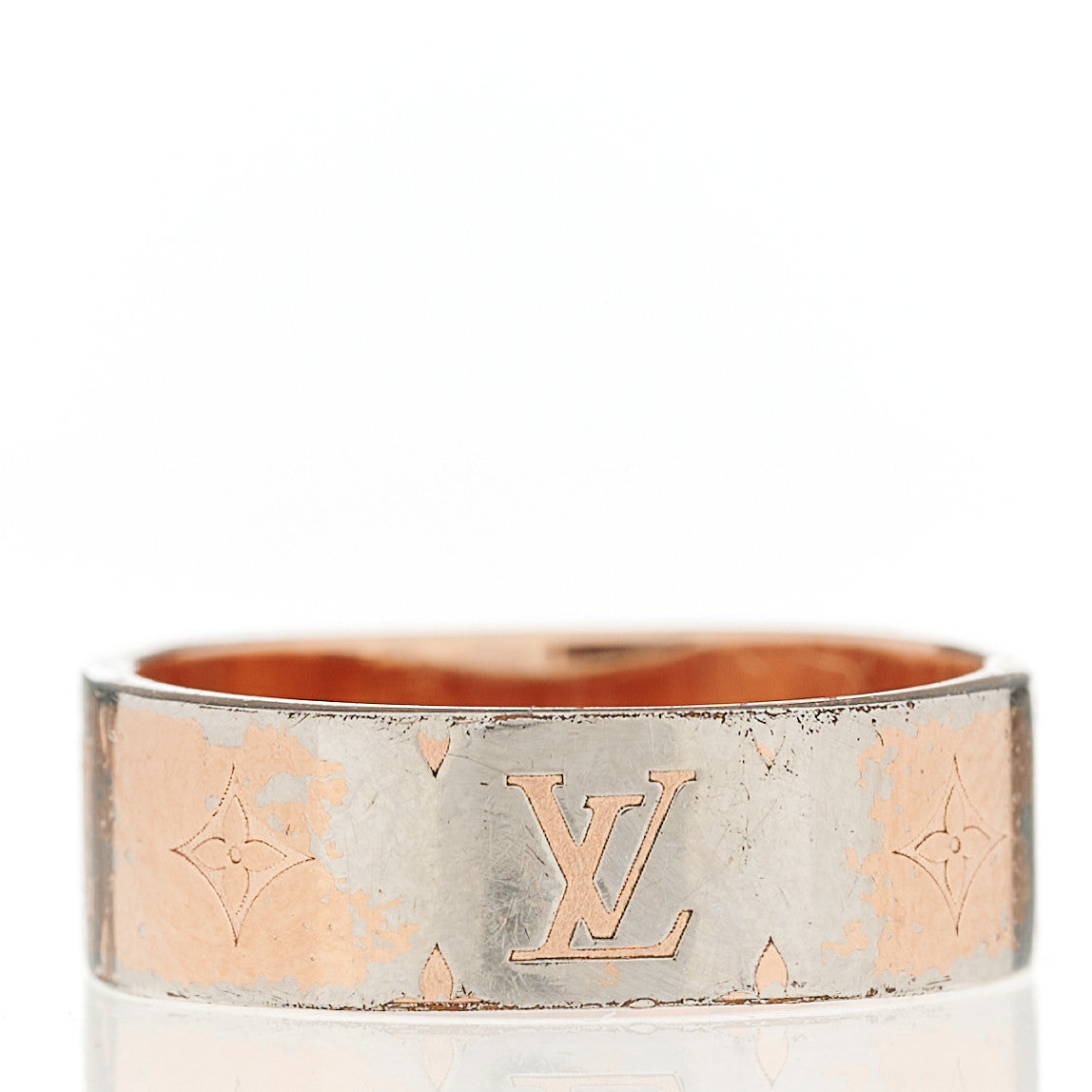 Louis Vuitton Brass Monogram Engraved Nanogram Ring S Pink Gold 4 of 8