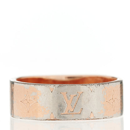 Louis Vuitton Brass Monogram Engraved Nanogram Ring S Pink Gold 4 of 8