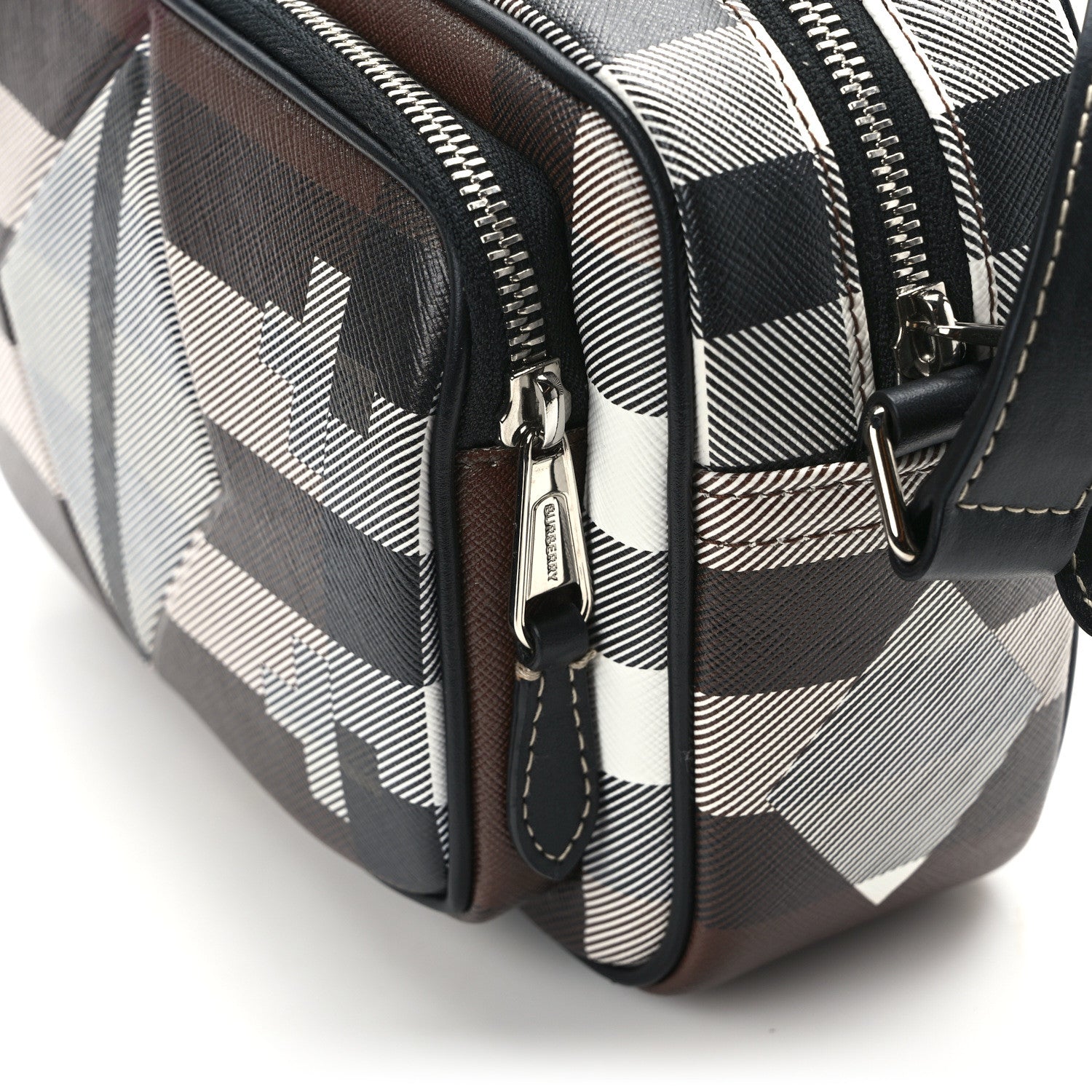 Burberry E-Canvas Calfskin Geometric Check Paddy Messenger Dark Birch Brown White 11 of 11
