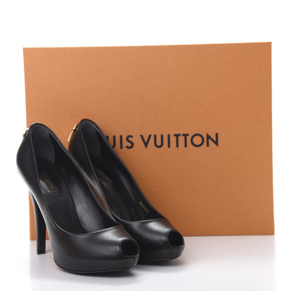 Louis Vuitton Smooth Calfskin Oh Really Peep Toe Pumps 40 Black 10 of 10