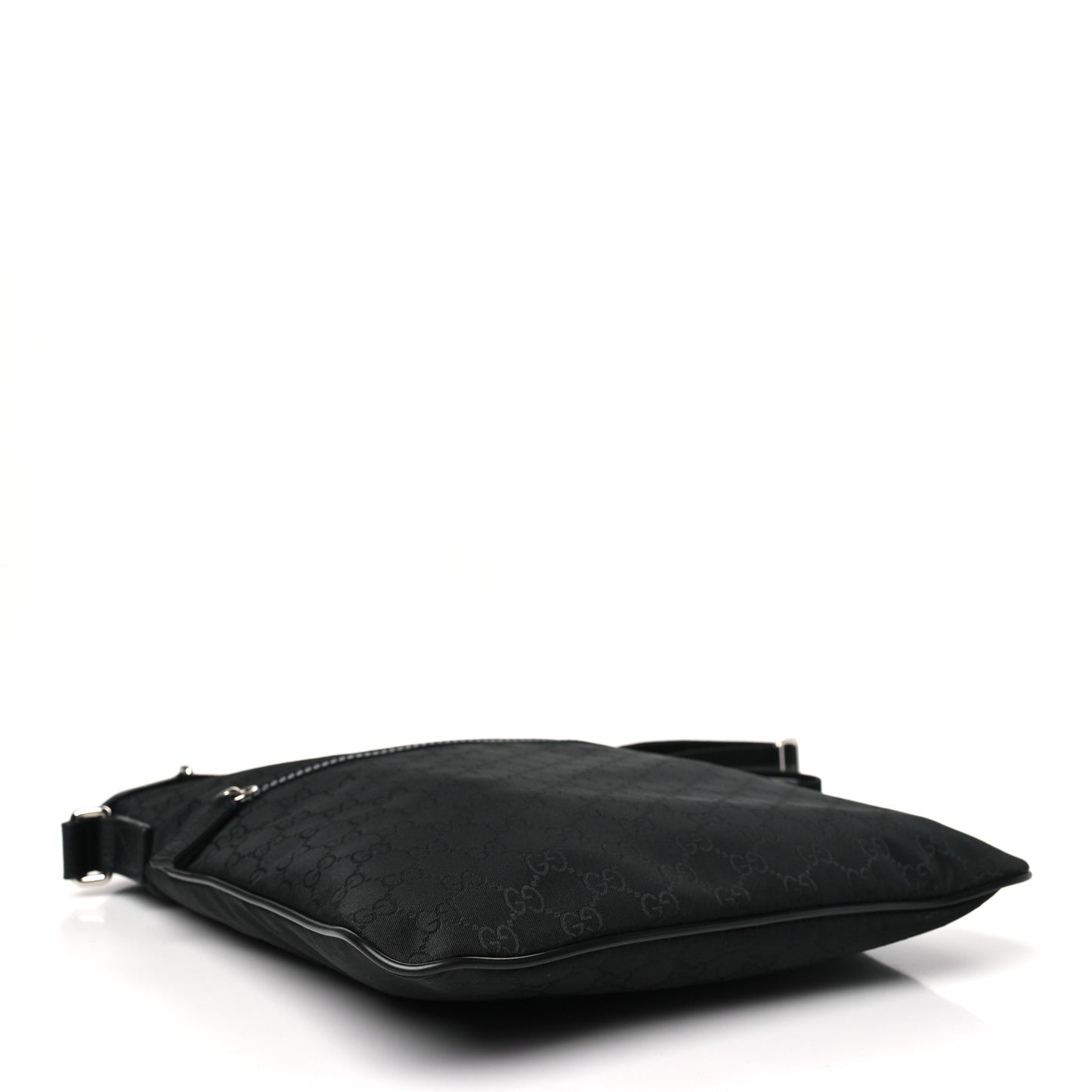 Nylon Monogram Medium Flat Messenger Bag Black