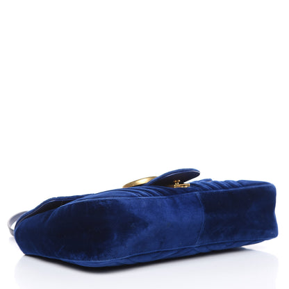Gucci Velvet Matelasse Medium GG Marmont Shoulder Bag Cobalt Blue 4 of 18
