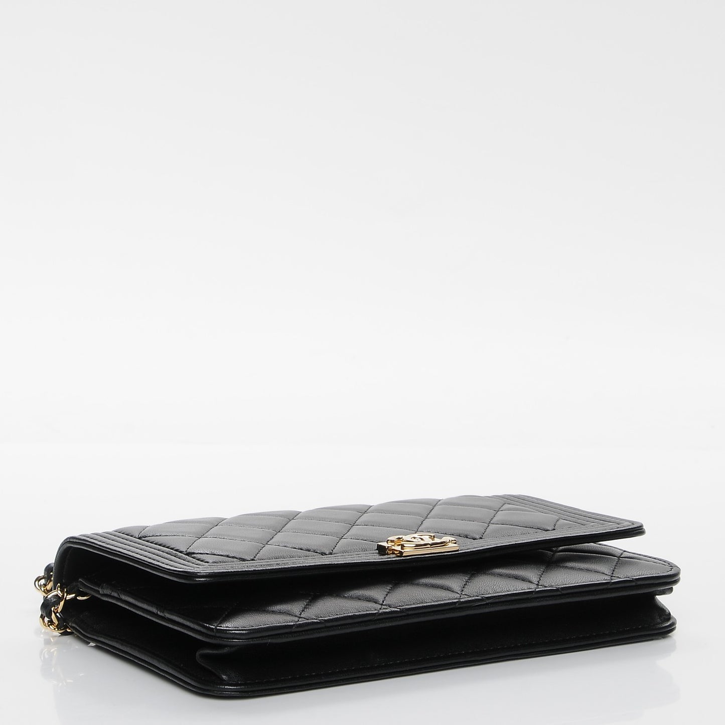 Lambskin Quilted Boy Wallet On Chain WOC Black