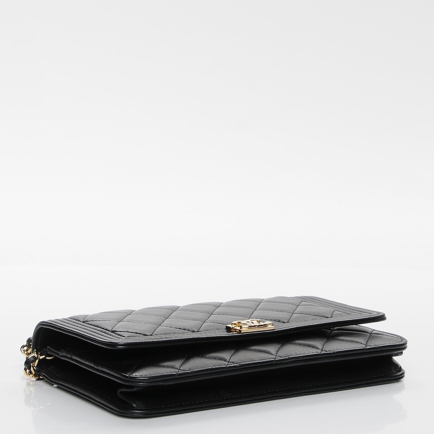 Chanel Lambskin Quilted Boy Wallet On Chain WOC Black 4 of 9