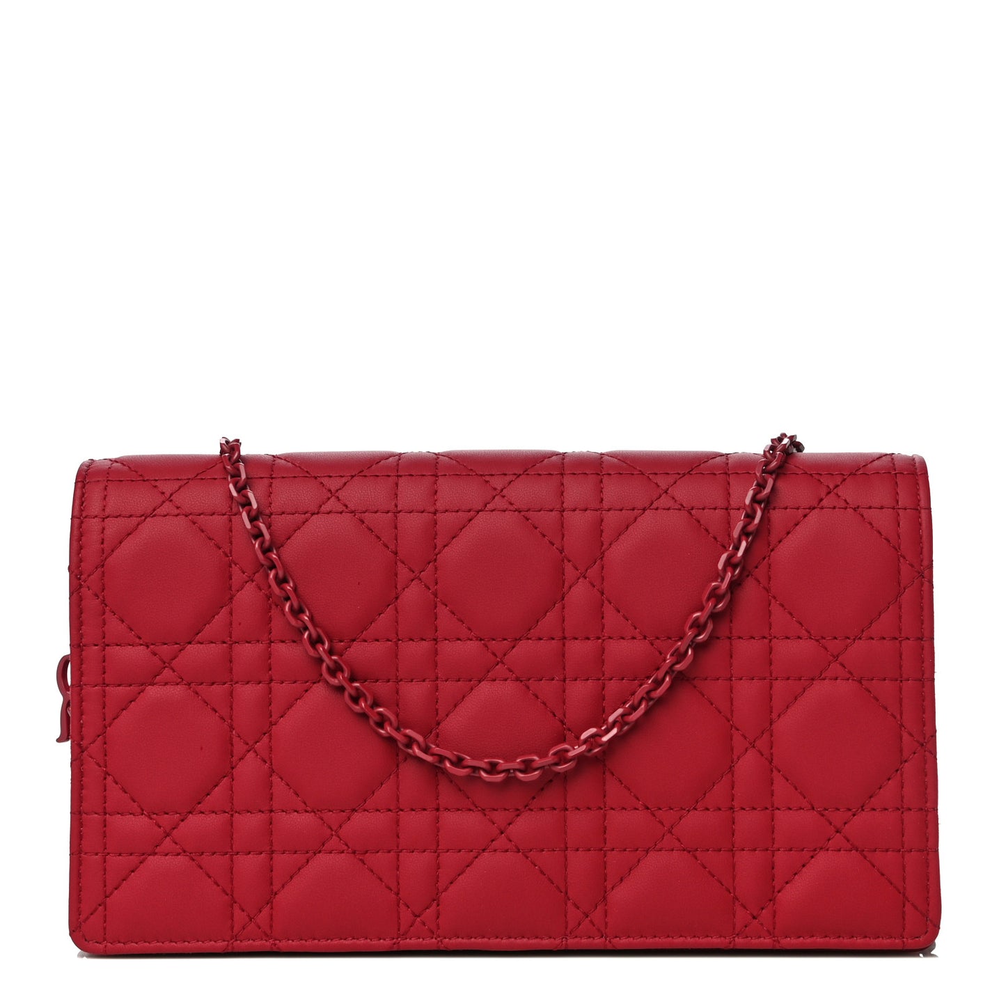 Ultra Matte Calfskin Cannage Lady Dior Clutch Cerise
