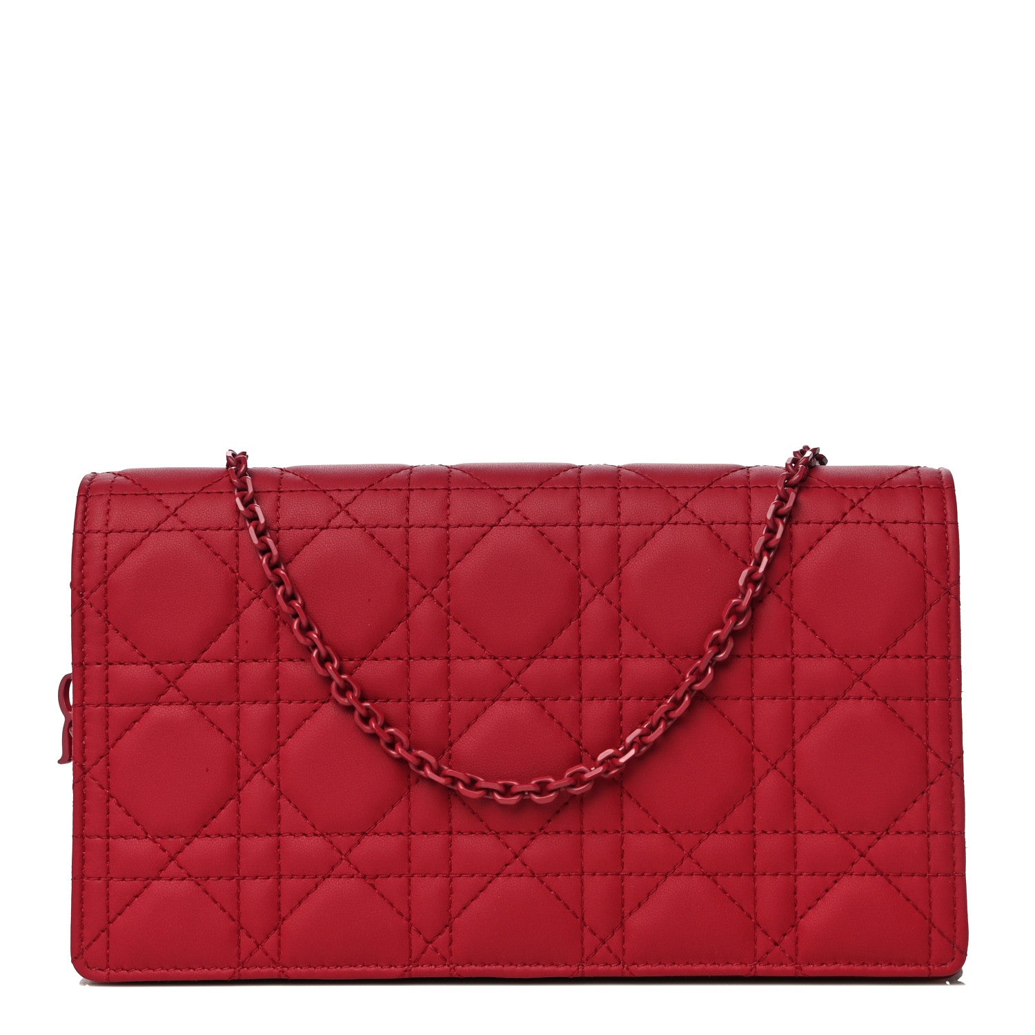 Christian Dior Ultra Matte Calfskin Cannage Lady Dior Clutch Cerise 4 of 17