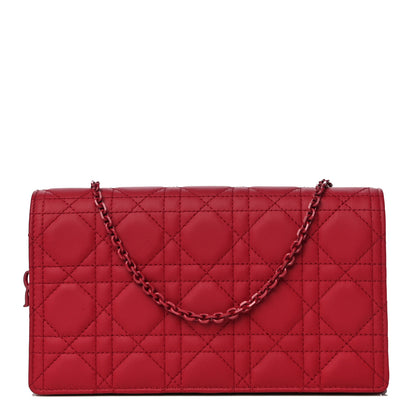 Christian Dior Ultra Matte Calfskin Cannage Lady Dior Clutch Cerise 4 of 17