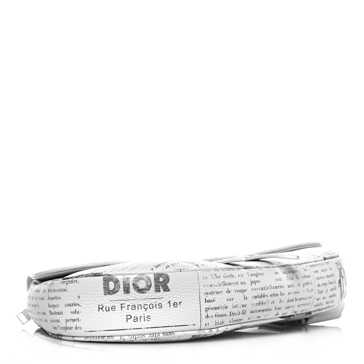 X DANIEL ARSHAM Grained Calfskin Newspaper Print Saddle Bag White