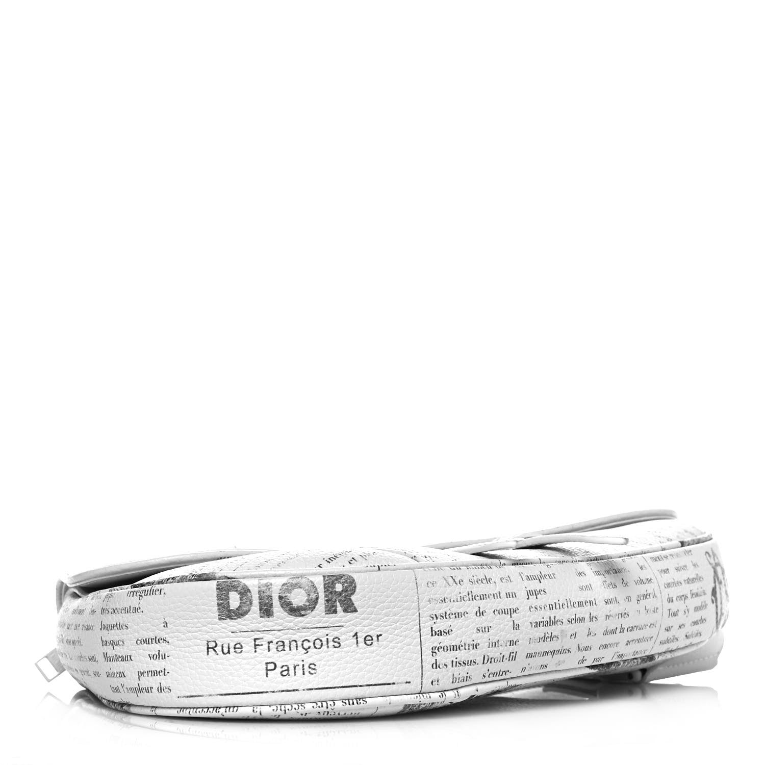 Christian Dior X DANIEL ARSHAM Grained Calfskin Newspaper Print Saddle Bag White 3 of 11