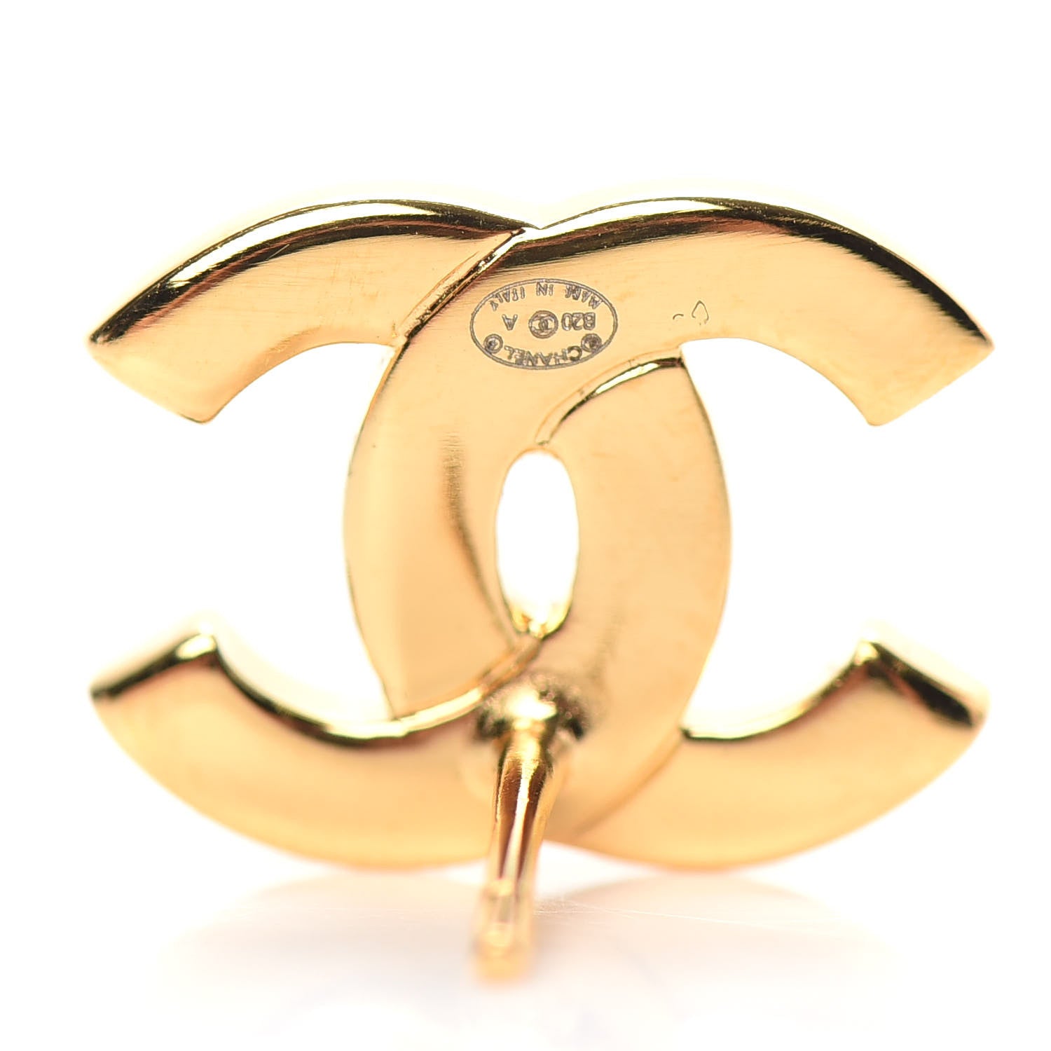 Chanel Metal CC Paris Button Stud Earrings Gold 3 of 5