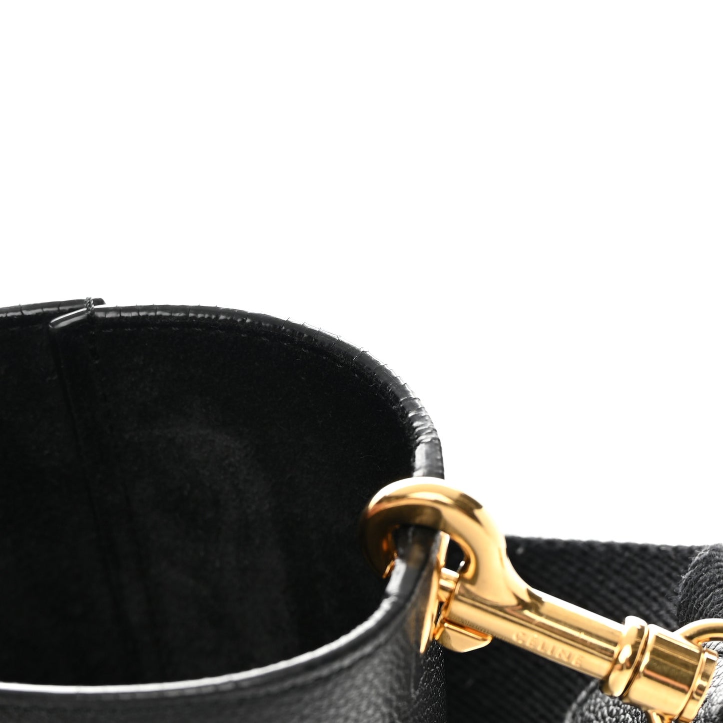 Soft Grained Calfskin Sangle Bucket Bag Black