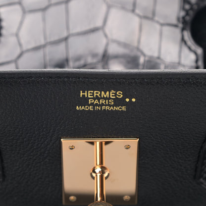 Hermes Taurillon Novillo Shiny Niloticus Crocodile Birkin Touch 30 Black 7 of 9