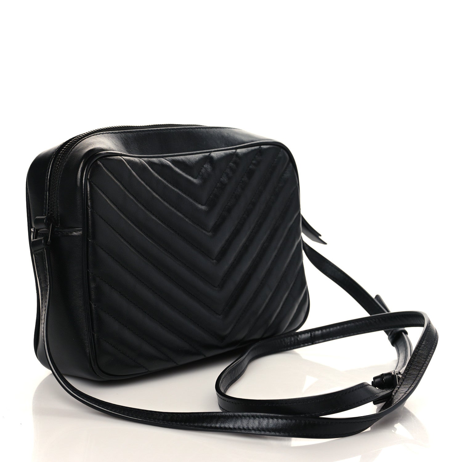Saint Laurent Calfskin Matelasse Monogram Monochrome Lou Camera Bag Black 3 of 9