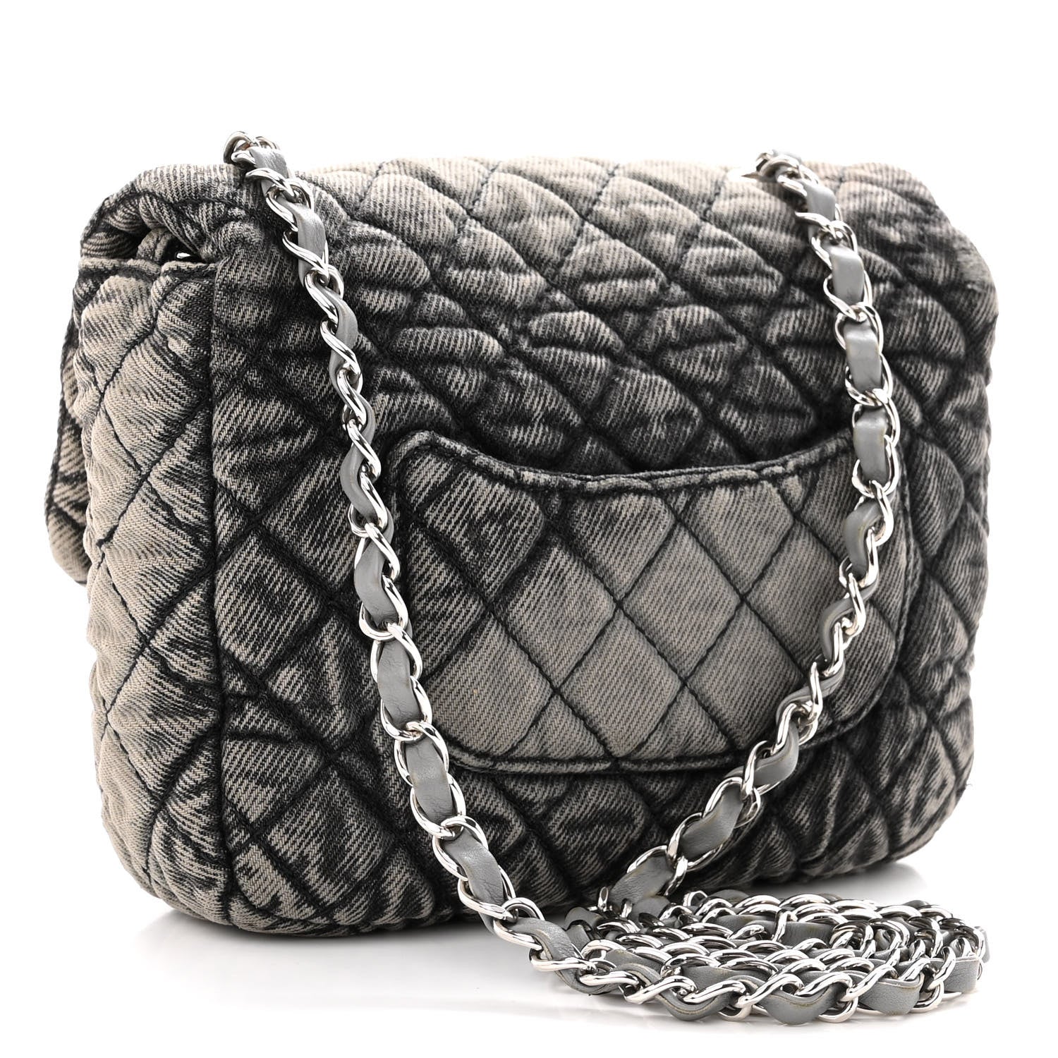 Chanel Washed Denim Quilted Small Denimpression Flap Grey Black 2 of 12