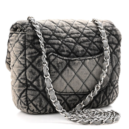 Chanel Washed Denim Quilted Small Denimpression Flap Grey Black 2 of 12
