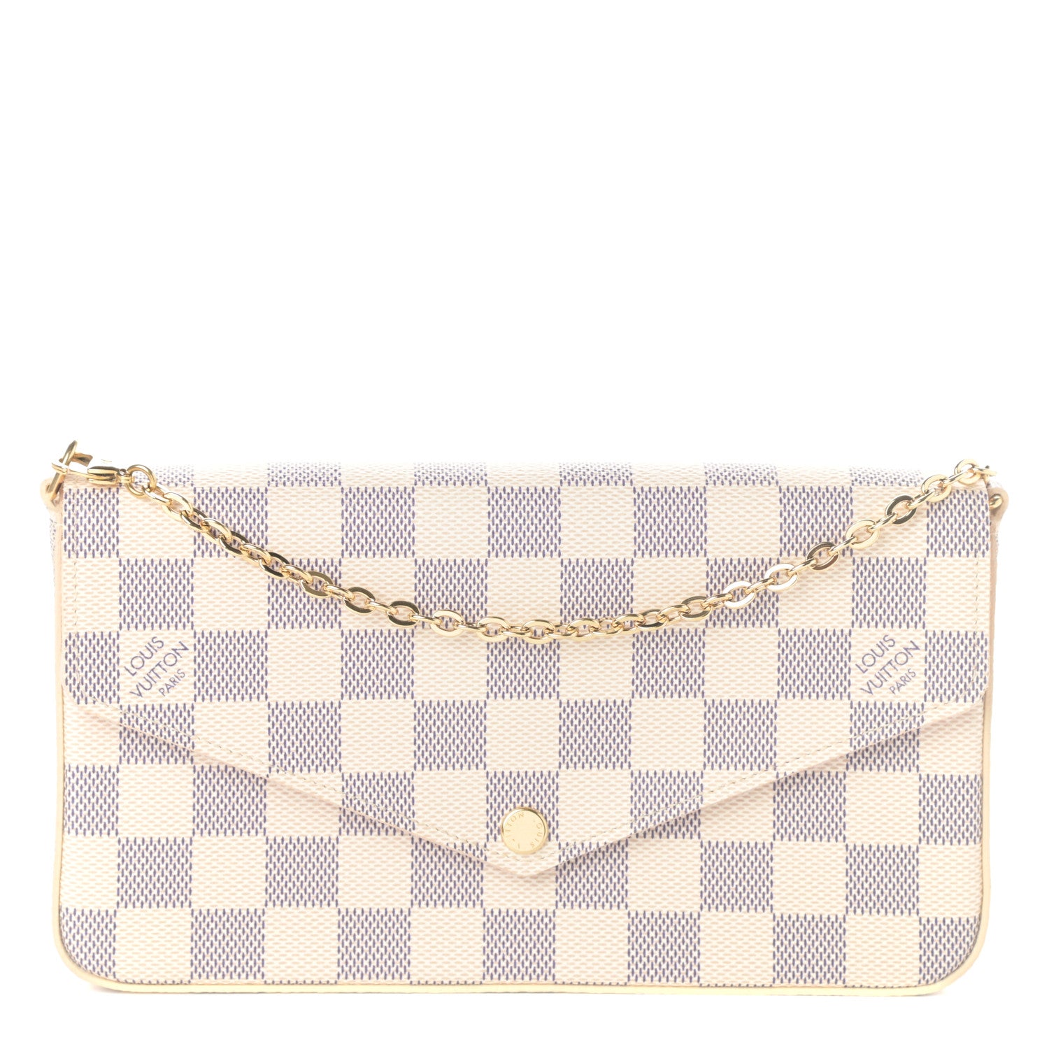 Louis Vuitton Damier Azur Pochette Felicie Chain Wallet Rose Ballerine 1 of 10