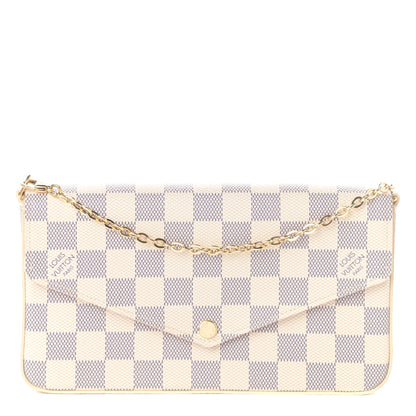 Louis Vuitton Damier Azur Pochette Felicie Chain Wallet Rose Ballerine 1 of 10