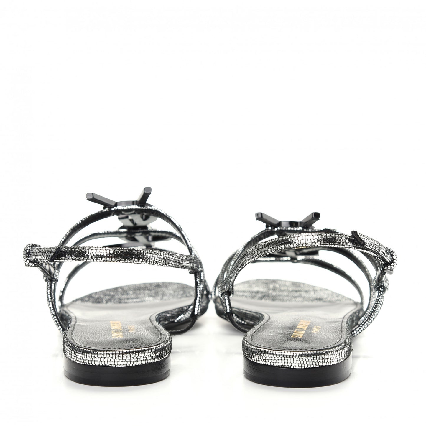 Calfskin Cassandra Monogram Sandals 36 Argento