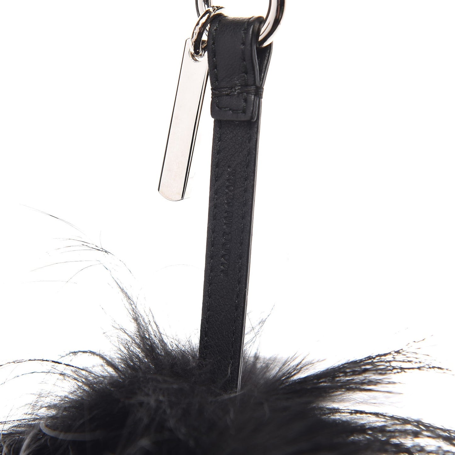 Fox Fur Plexiglass Geny Monster Bag Bug Charm Black