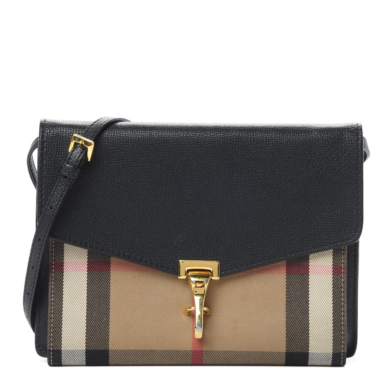 Burberry Derby Calfskin House Check Small Macken Crossbody Bag Black 1 of 15