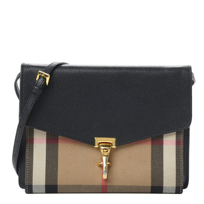 Burberry Derby Calfskin House Check Small Macken Crossbody Bag Black 1 of 15