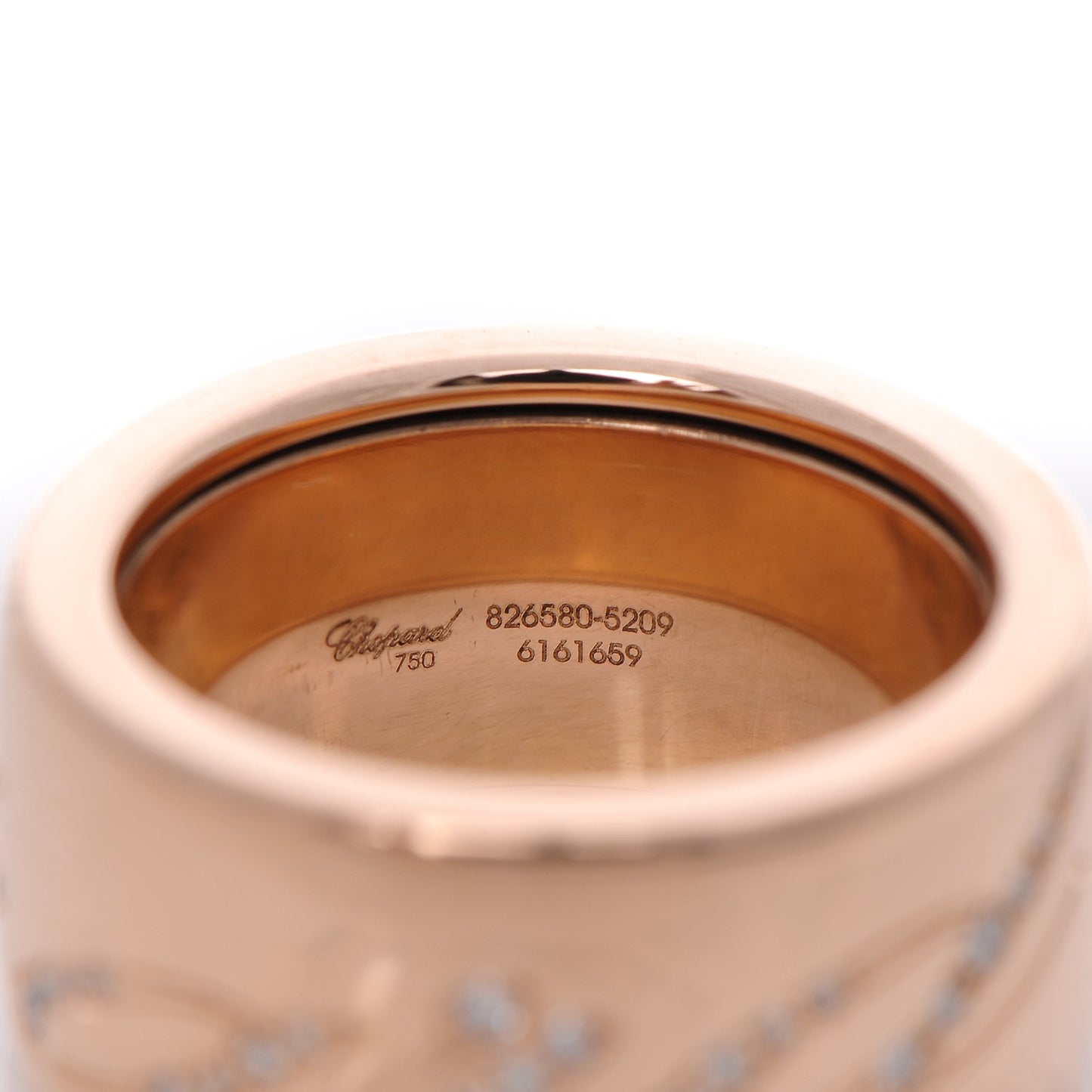 18k Rose Gold Chopardissimo Diamonds Spinning Ring 53 6.5
