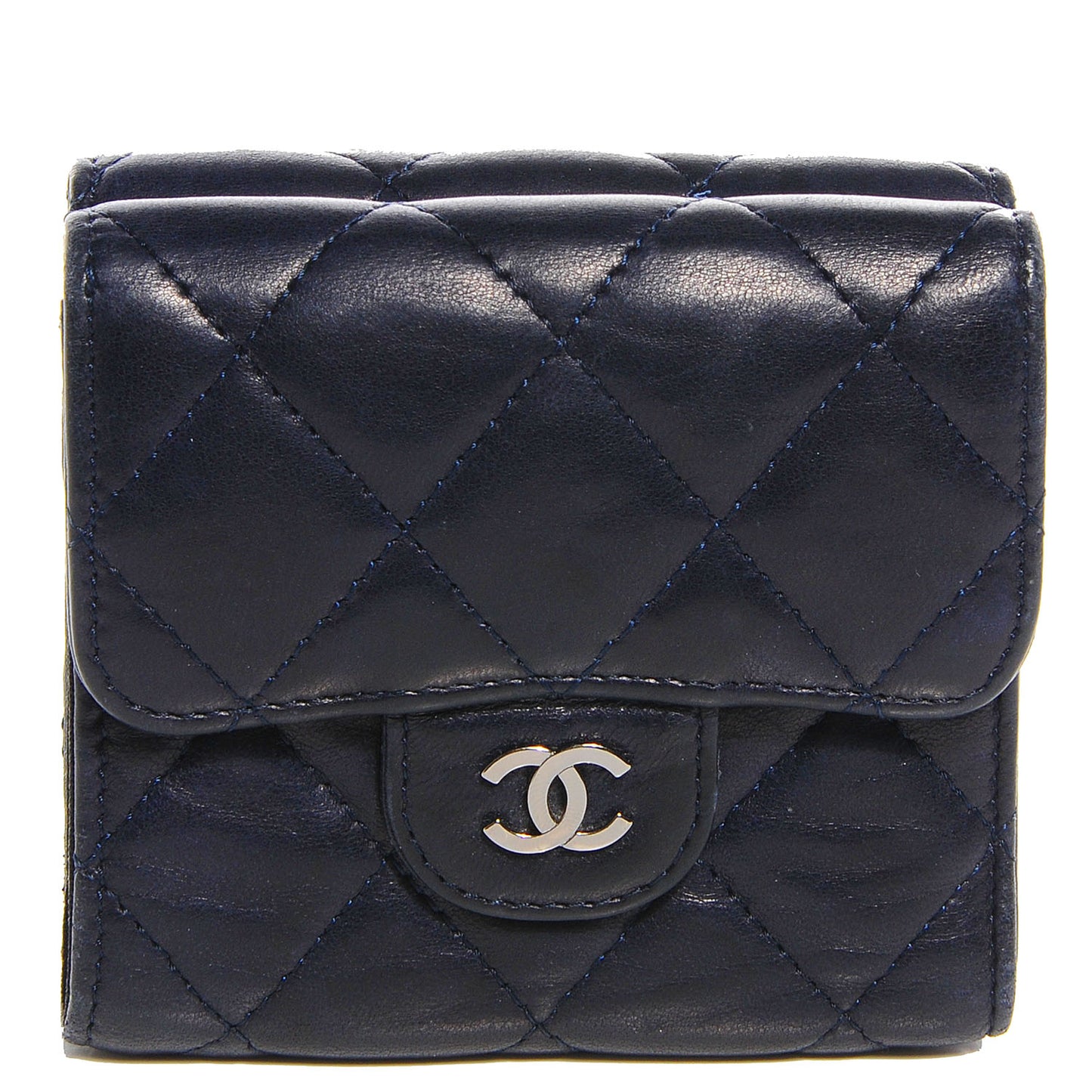 Lambskin French Purse Wallet Navy