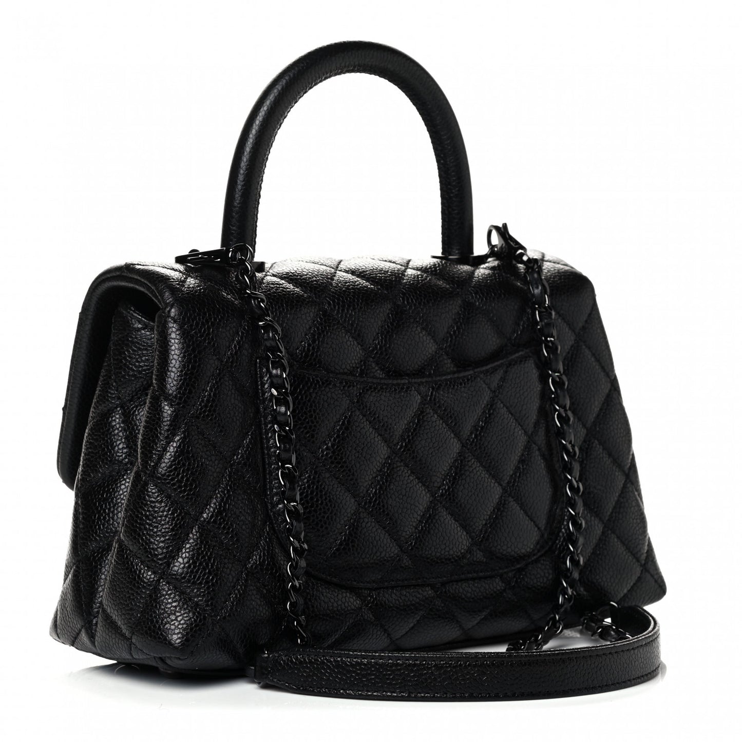 Caviar Quilted Mini Coco Handle Flap So Black
